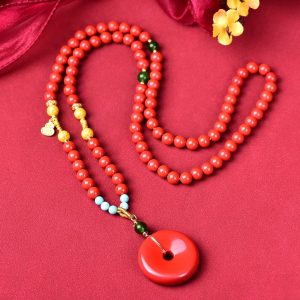 High content cinnabar safety buckle necklace